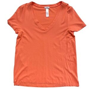 Hanro Orange V-Neck Short Sleeve Relaxed T-Shirt Small